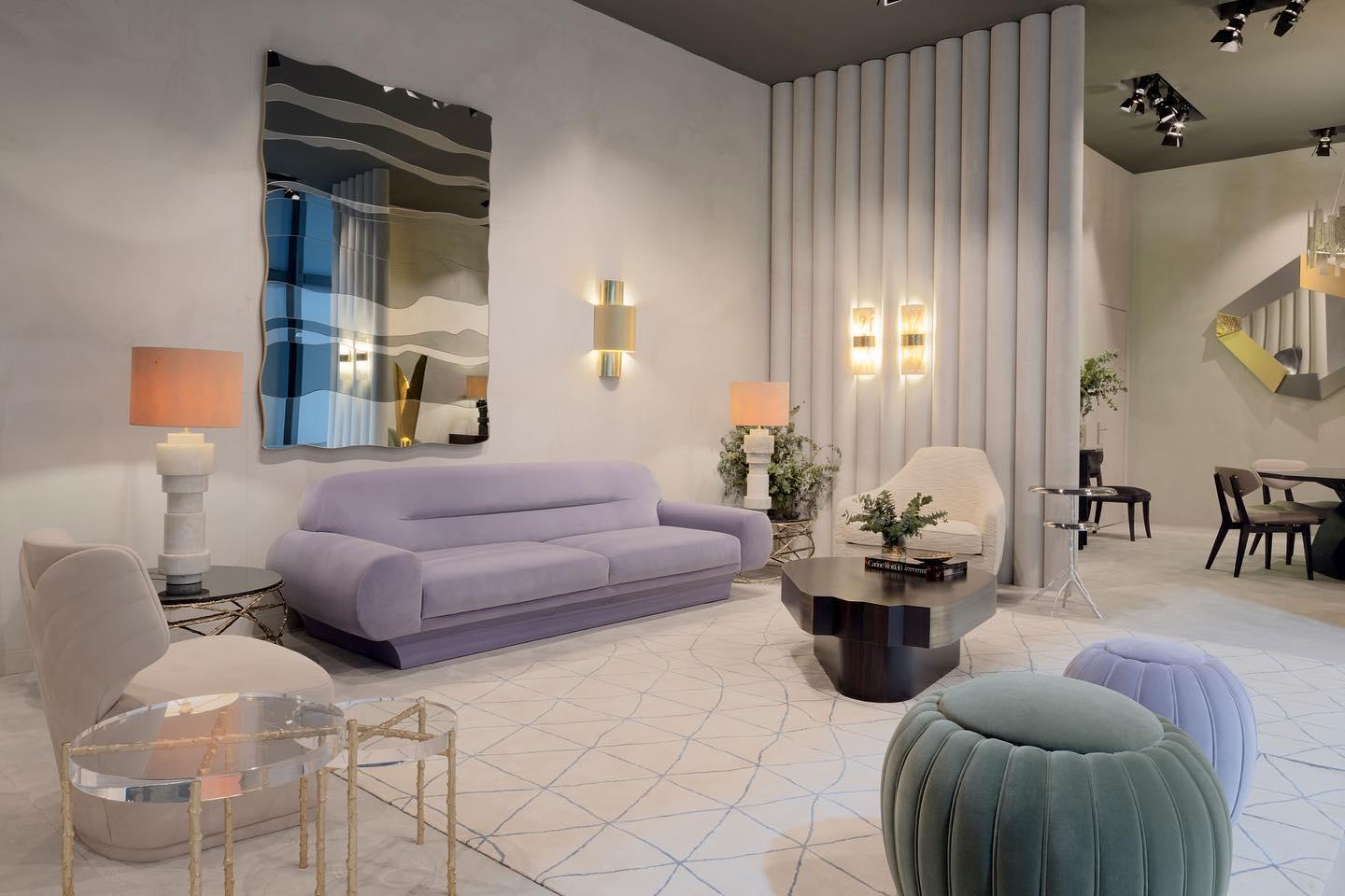 Divano contemporaneo in velluto con braccioli curvilinei oversize in vendita 8