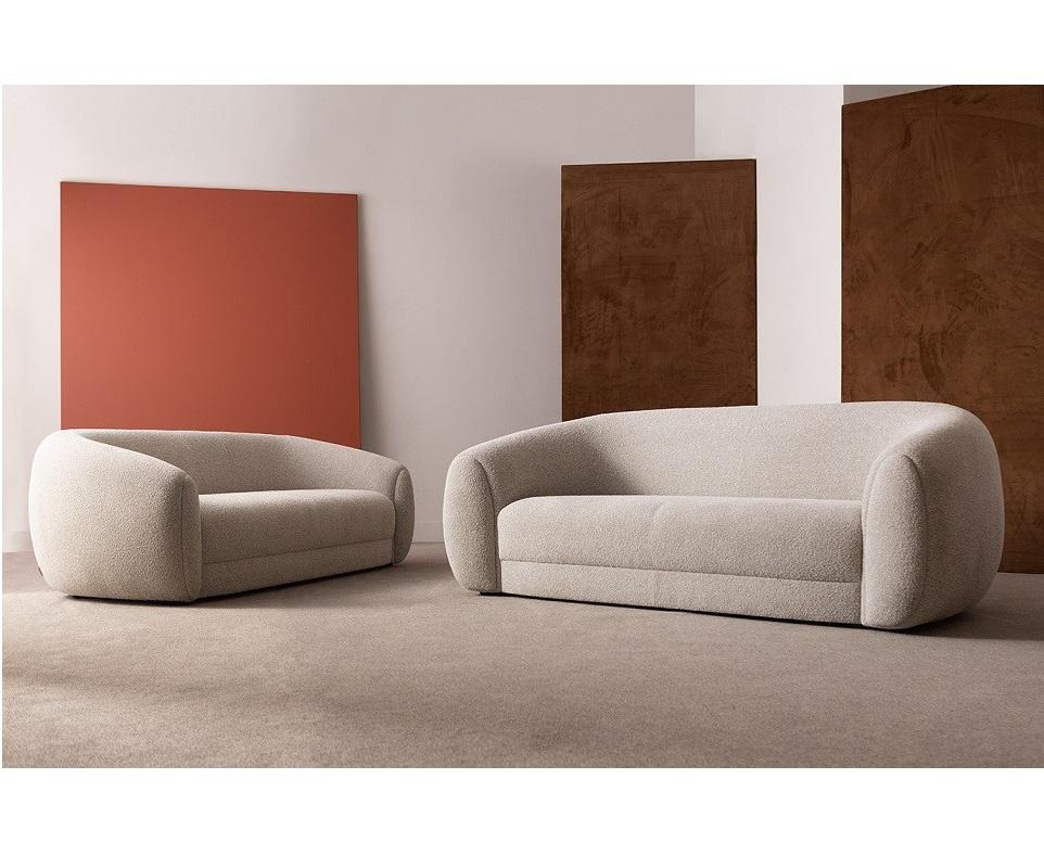 Contemporary Velvet Sofa with Subtle Curves For Sale 2