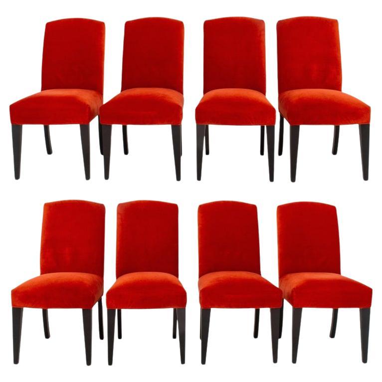 Contemporary Velvet Upholstered Dining Chairs, 8