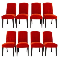 Contemporary Velvet Upholstered Dining Chairs, 8