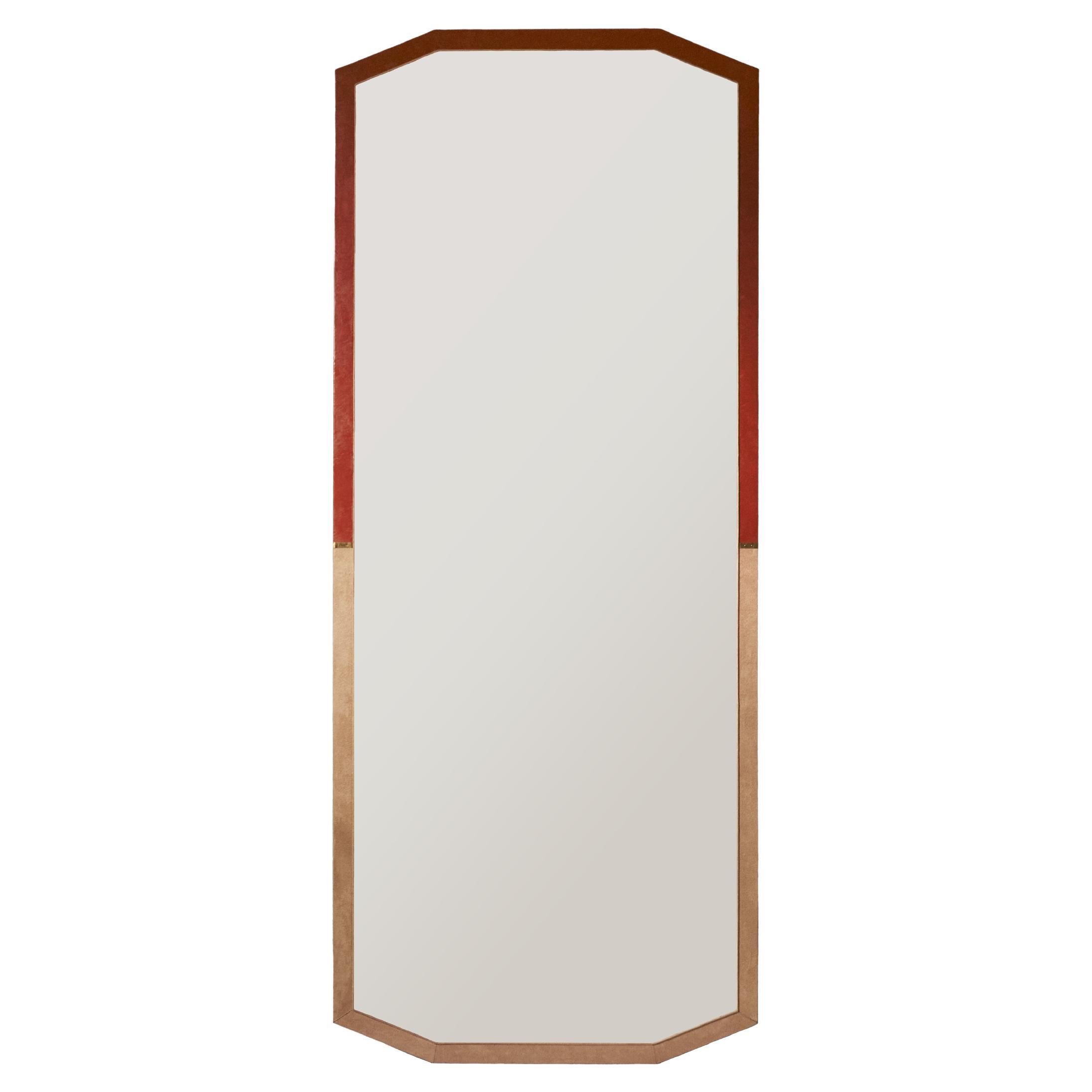 Contemporary Venetian Plaster and Suede Full Length Floor Lucca Mirror