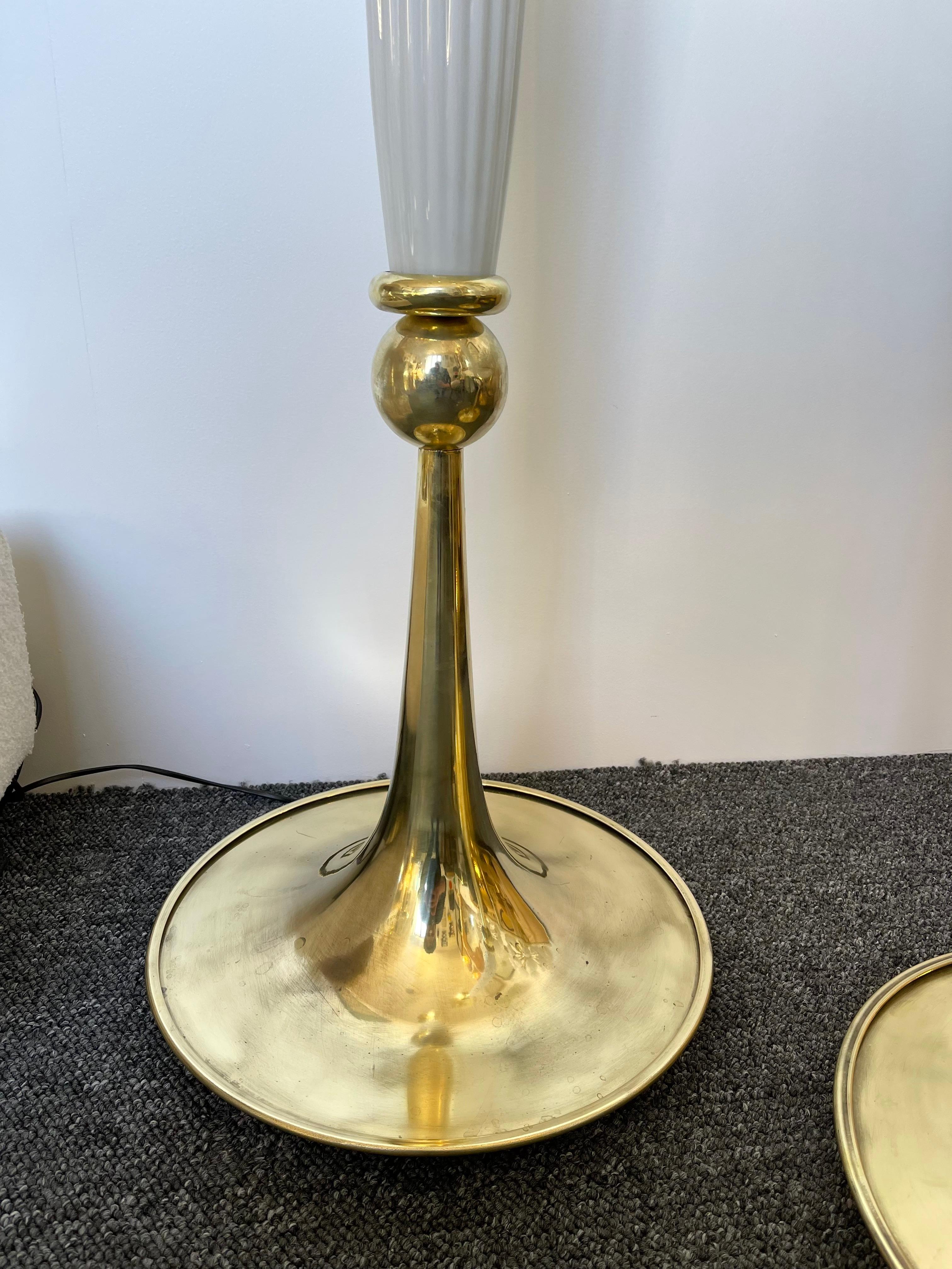 Contemporary Venitian Brass Murano Glass Floor Lamp, Italy 6