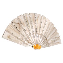 Specchio Ventaglio contemporaneo, ventilatore da parete, lastre di vetro argentato, kimono di seta satinato