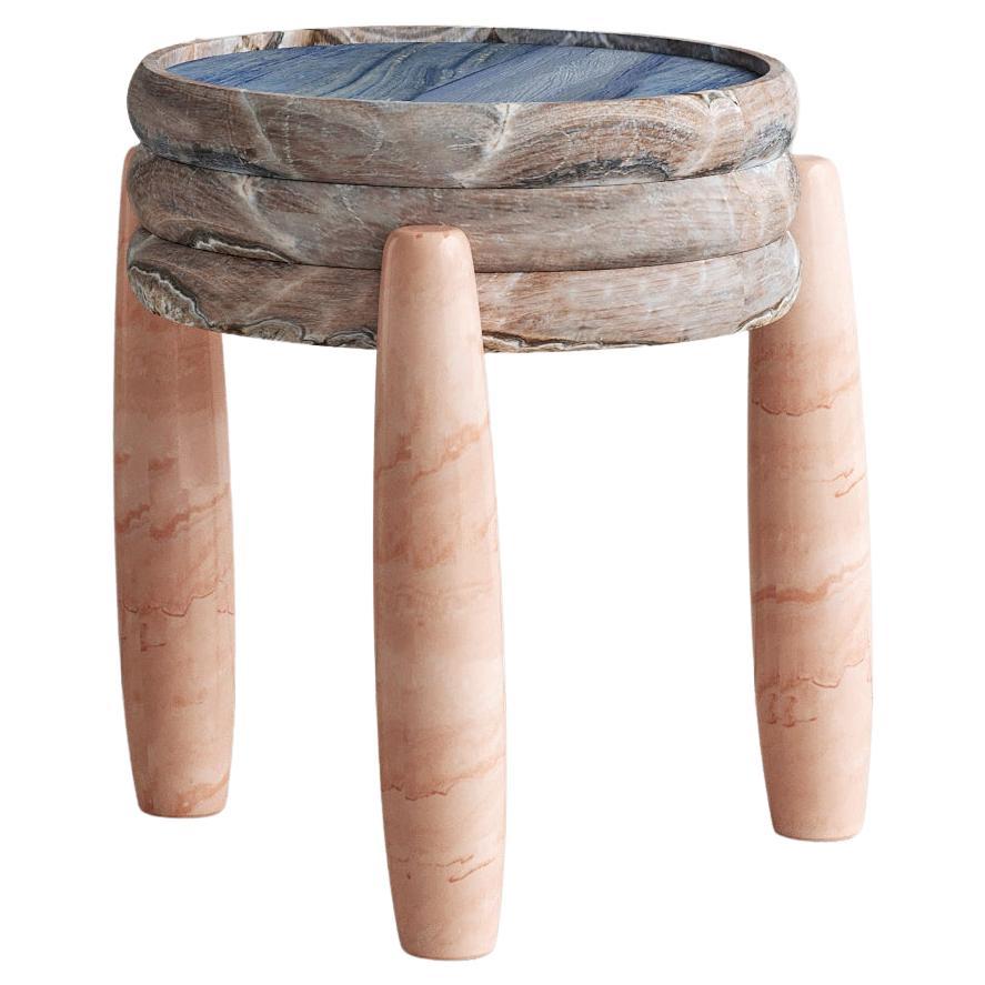 Contemporary Vento Side Table in Marble and Onyx For Sale