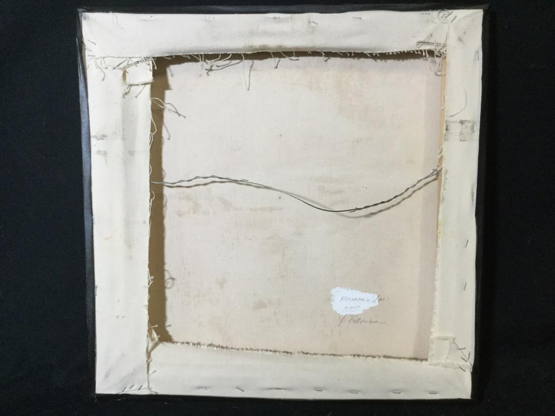 Óleo sobre lienzo abstracto contemporáneo firmado en verso Lienzo en venta