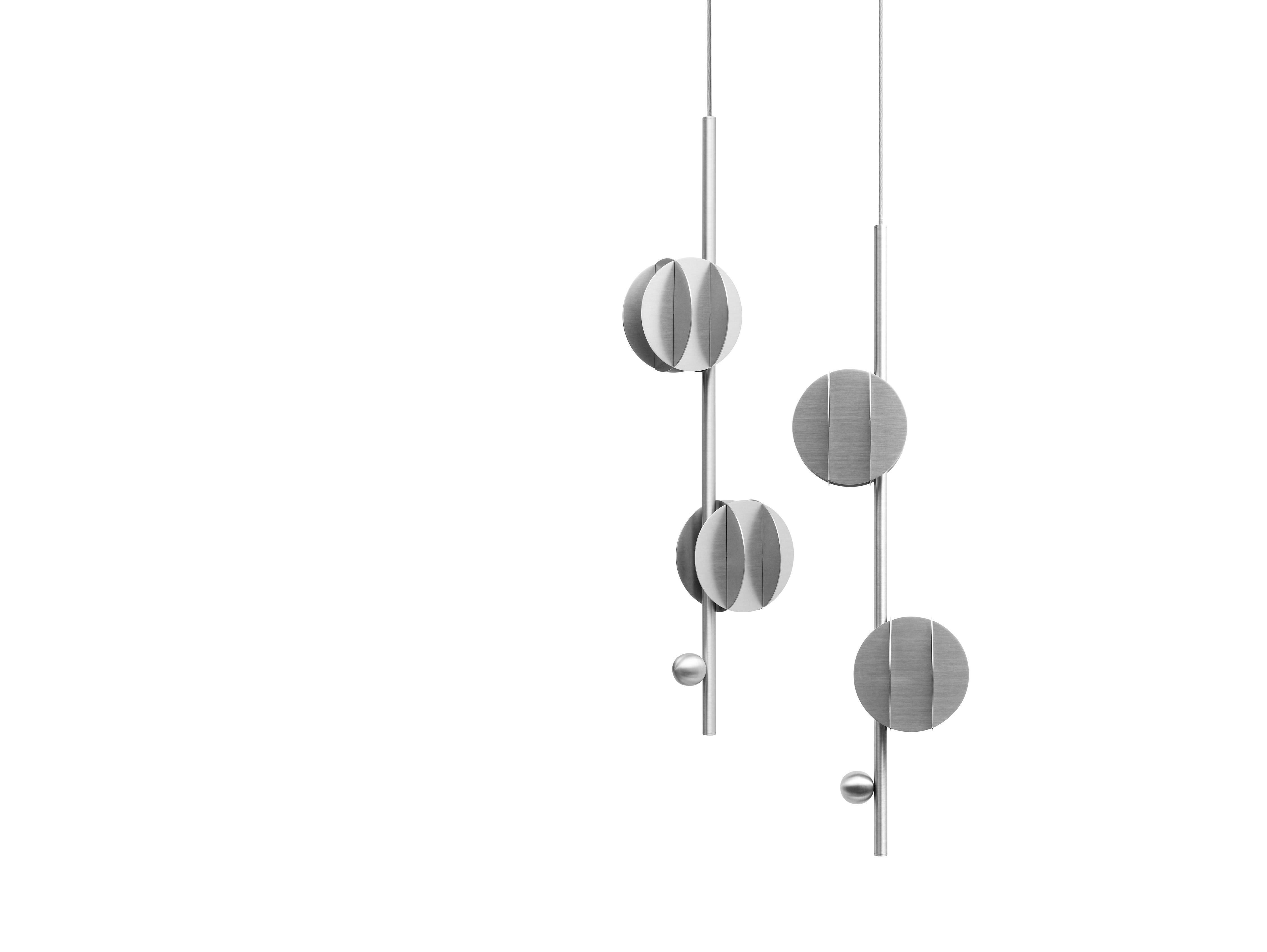 Organic Modern Contemporary Vertical Pendant 'EL Lamp CS3' by Noom, Stainless Steel For Sale