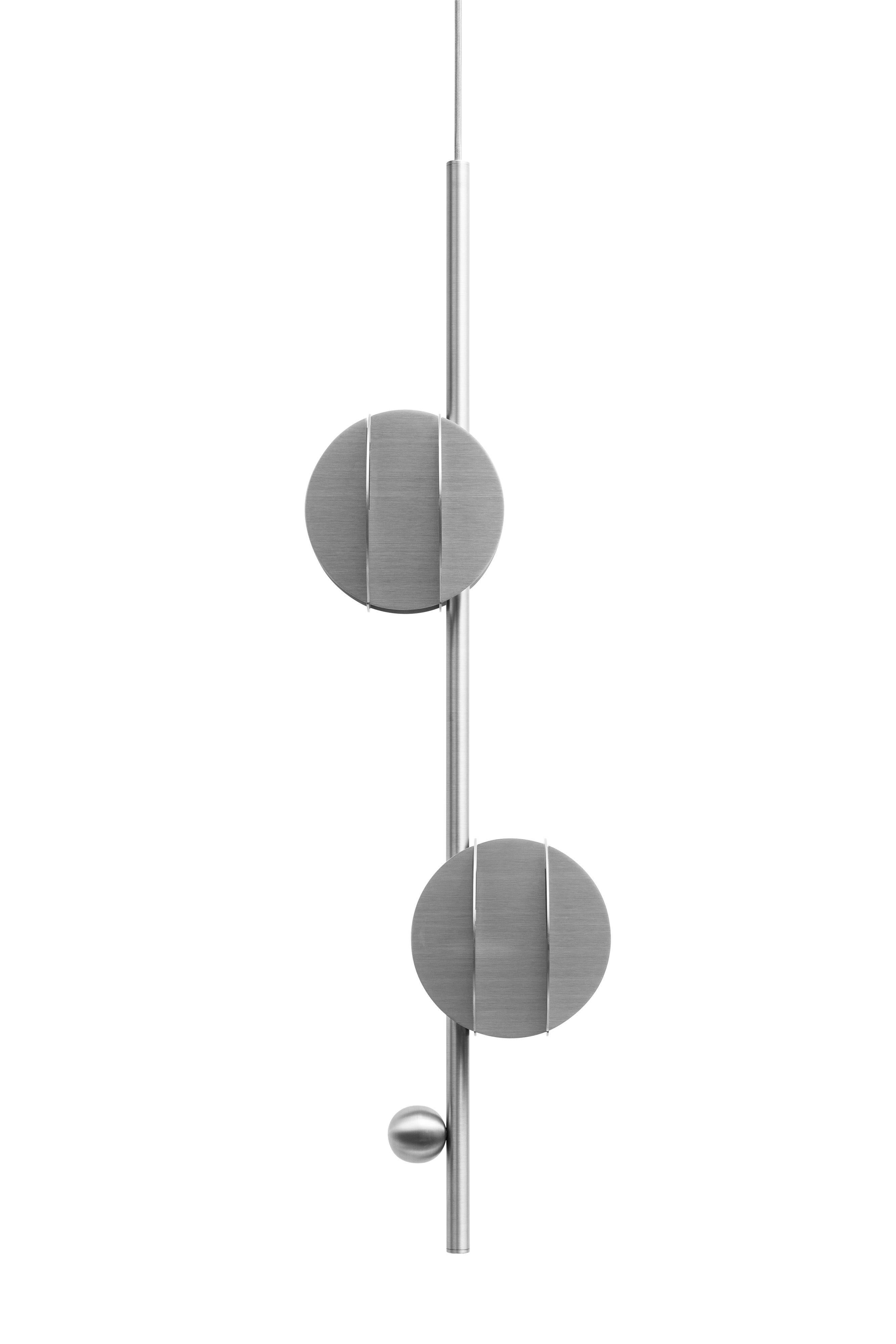 Ukrainian Contemporary Vertical Pendant 'EL Lamp CS3' by Noom, Stainless Steel For Sale