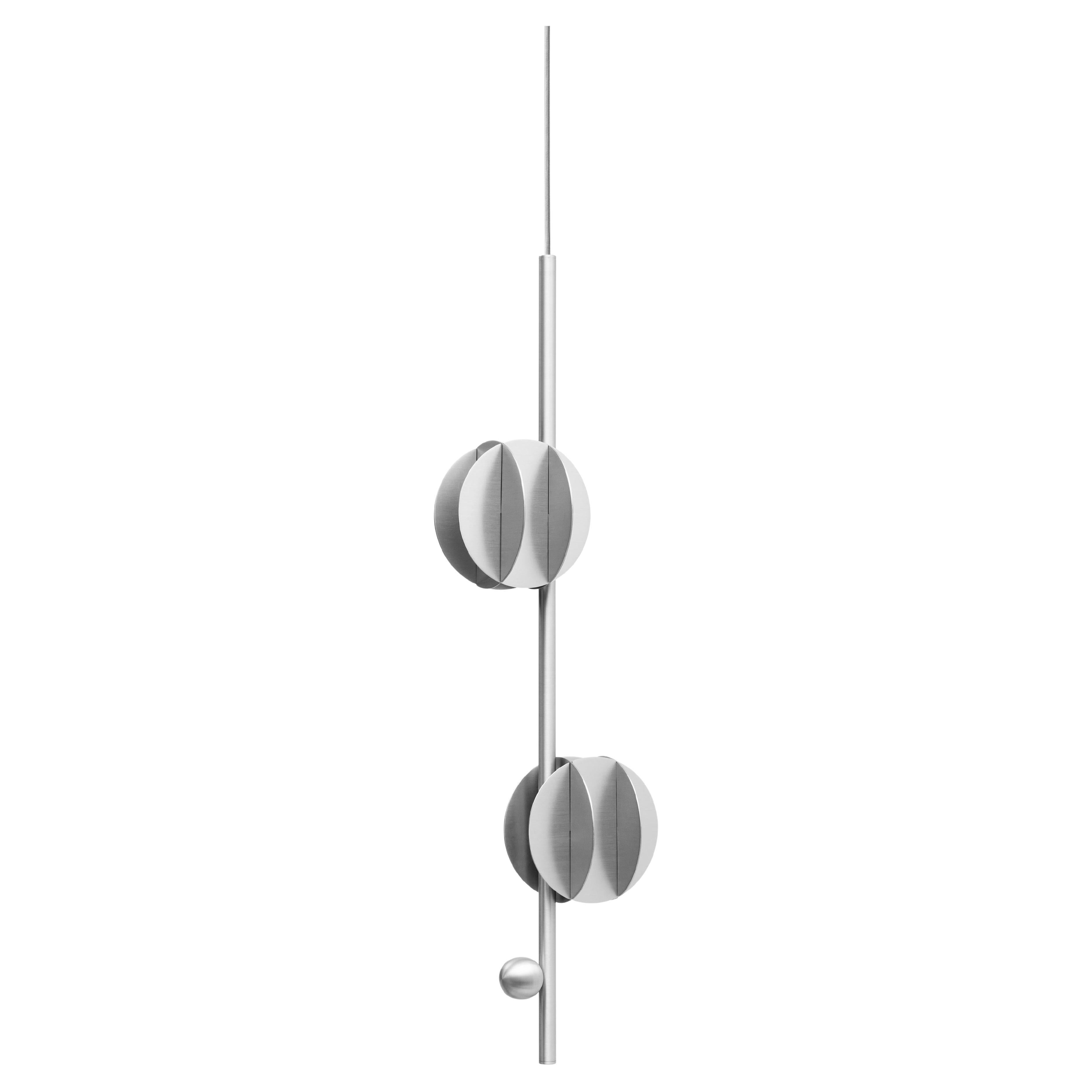 Contemporary Vertical Pendant 'EL Lamp CS3' by Noom, Stainless Steel For Sale