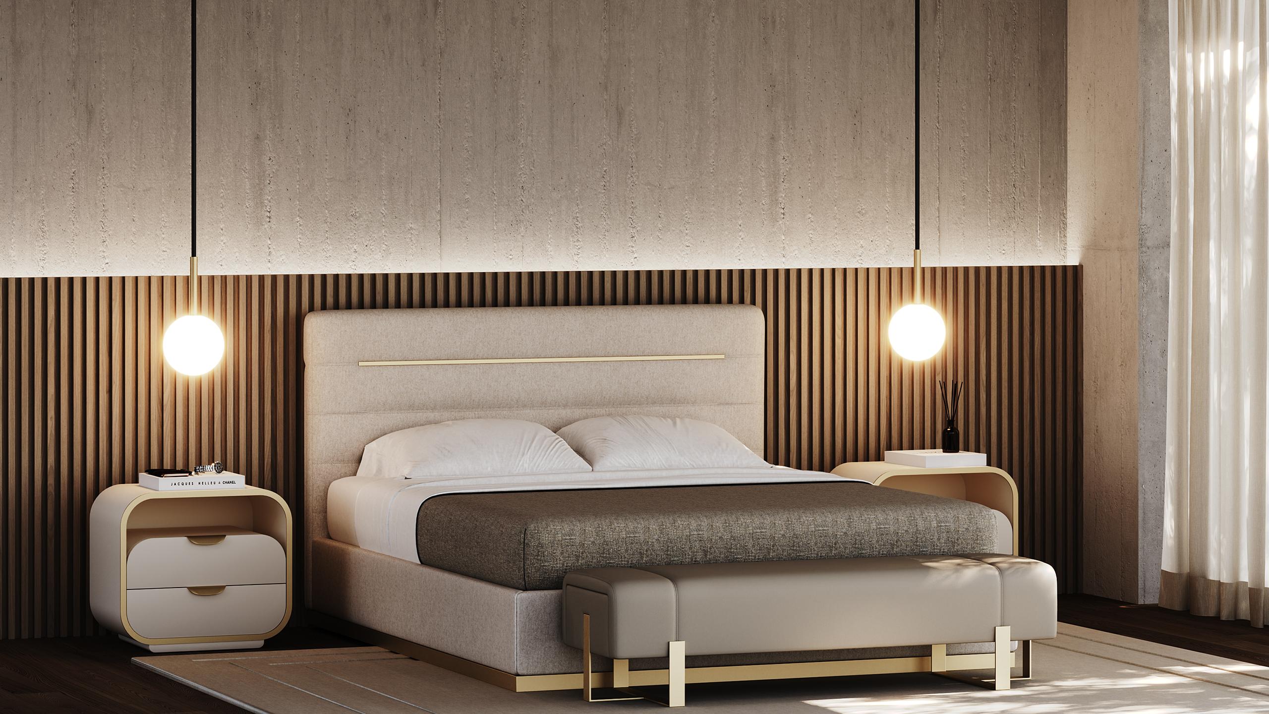 Mid-Century moderno Letto Vesper contemporaneo con struttura di base in metallo in vendita