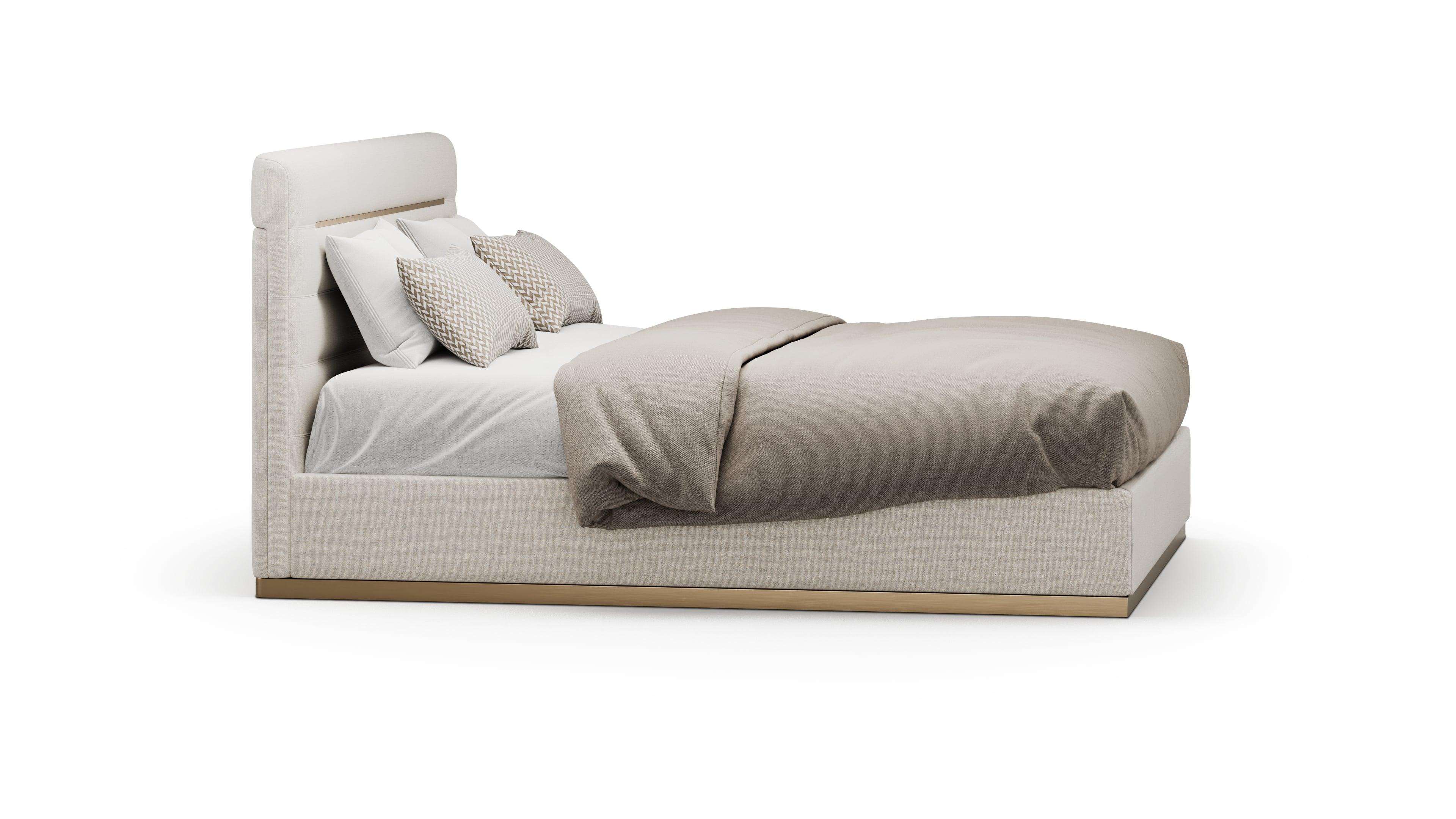 Mid-Century Modern Contemporary Vesper Bed With Mettalic Base Frame For Sale