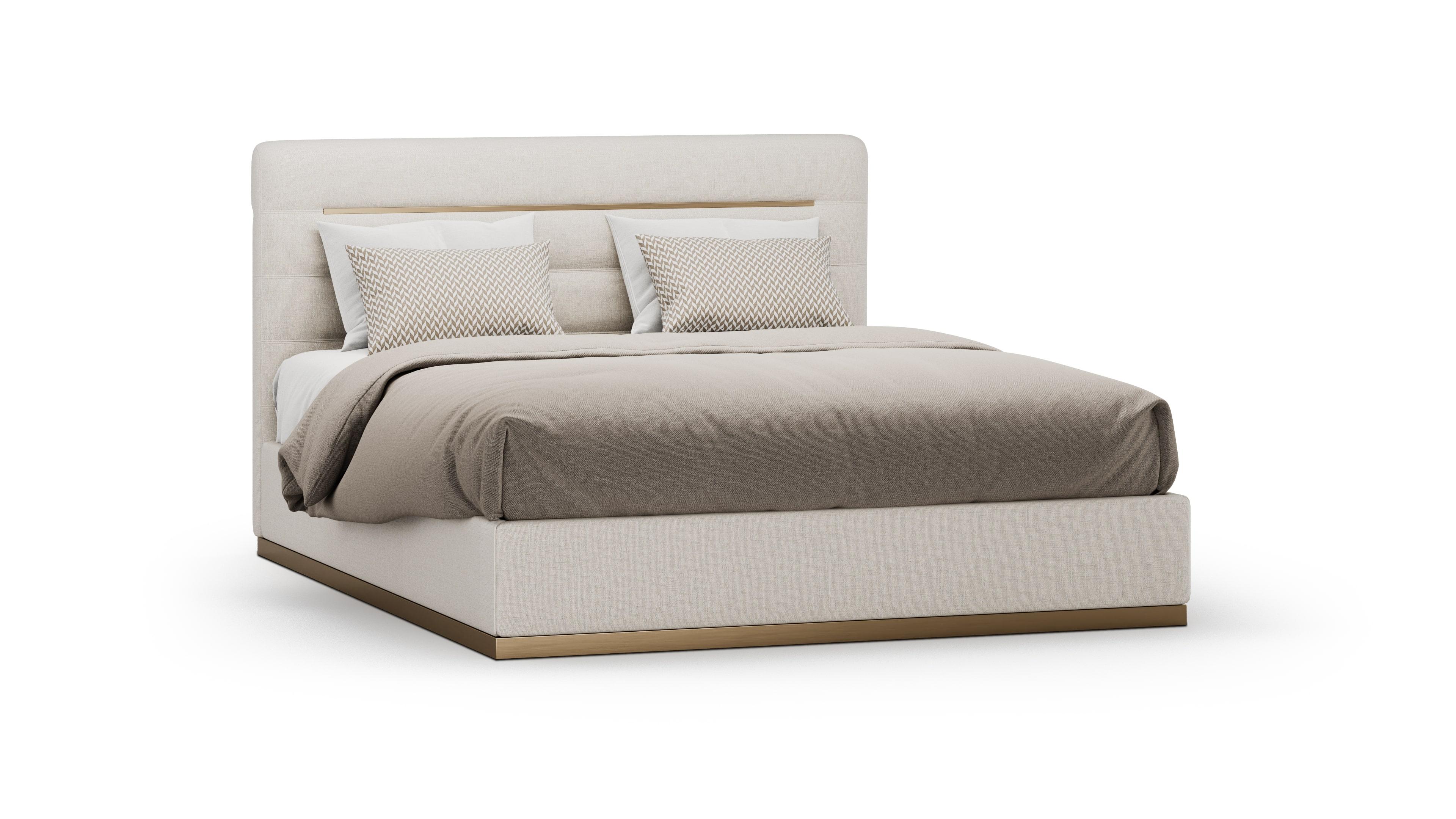 Brushed Contemporary Vesper Bed With Mettalic Base Frame For Sale