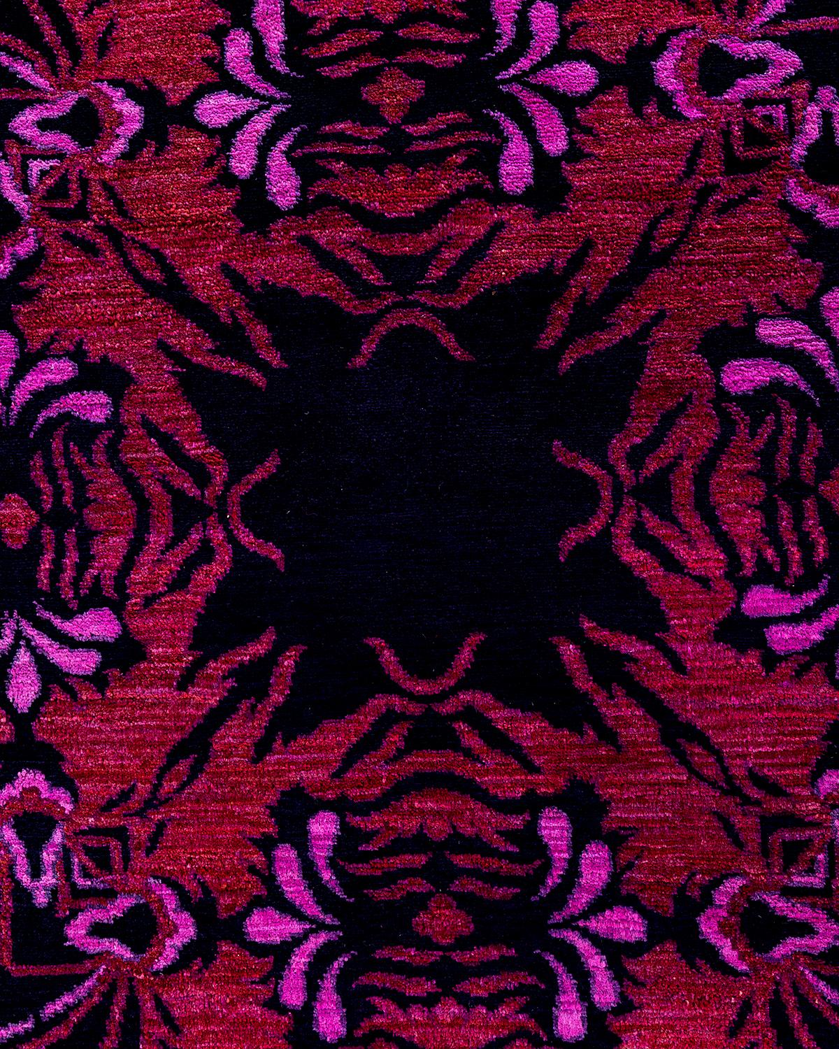 Pakistano Contemporary Vibrance Tappeto d'area in lana nero annodato a mano in vendita