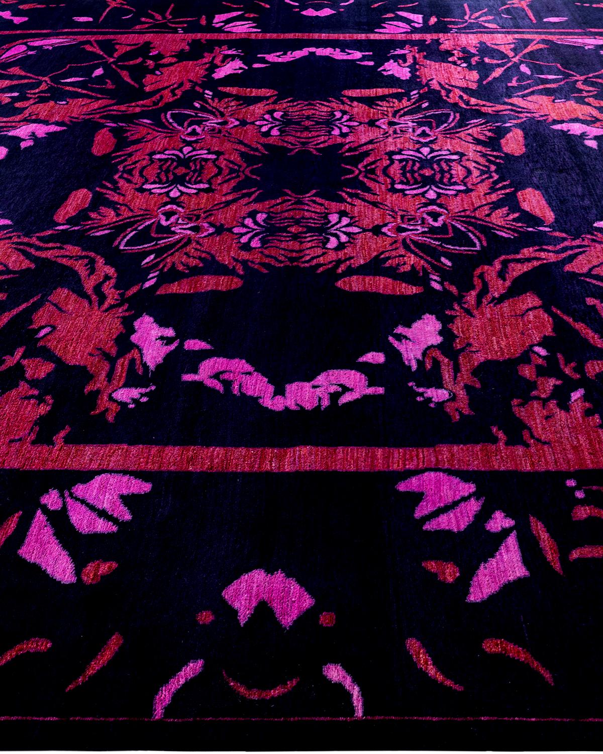 Contemporary Vibrance Tappeto d'area in lana nero annodato a mano In condizioni Nuovo in vendita a Norwalk, CT