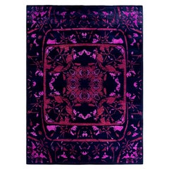 Contemporary Vibrance Hand Knotted Wool Black Area Rug 