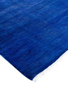 Contemporary Vibrance Hand Knotted Wool Blue Area Rug
