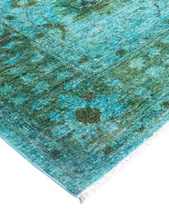 Contemporary Vibrance Hand Knotted Wool Blue Area Rug