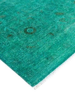 Contemporary Vibrance Hand Knotted Wool Blue Area Rug