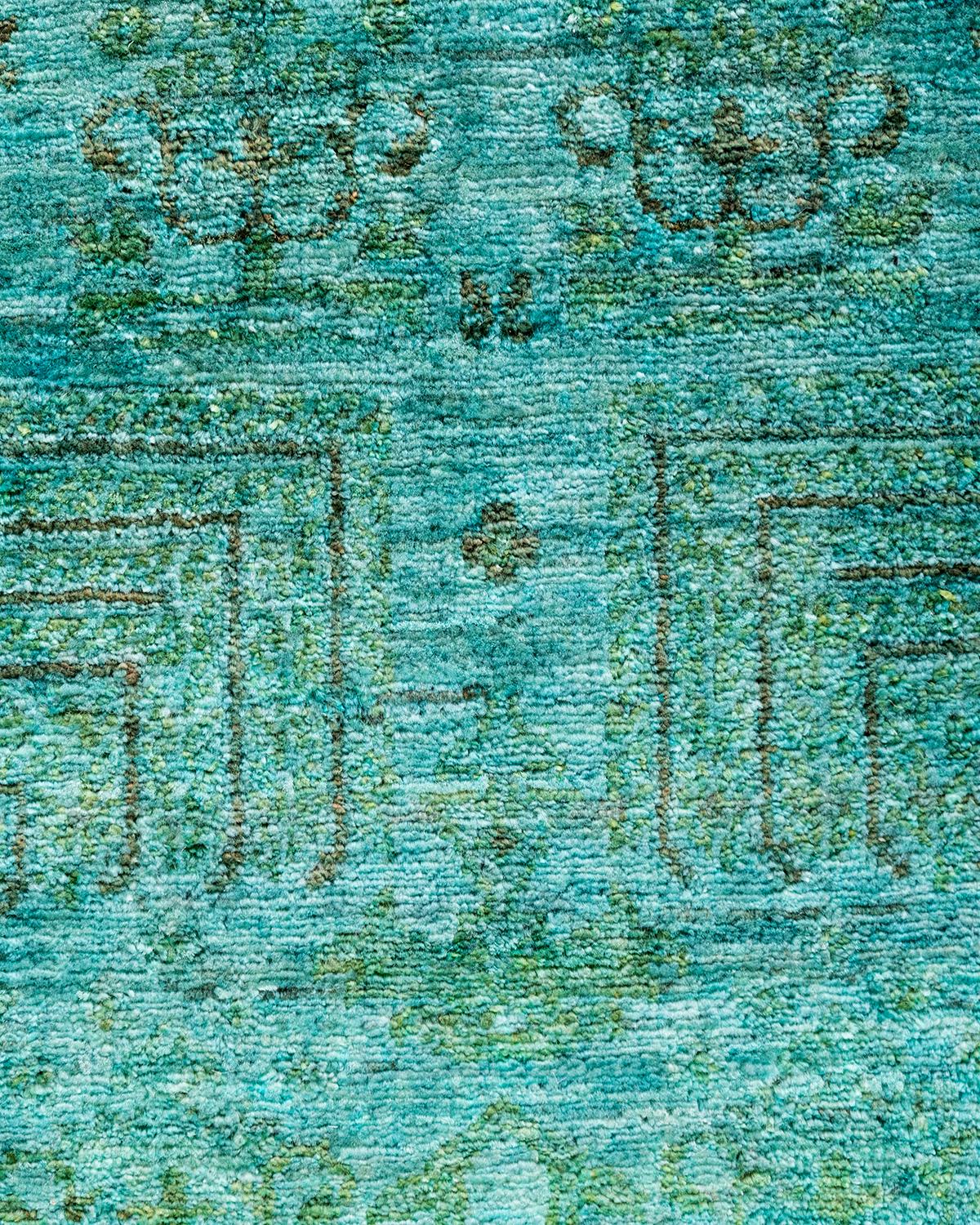 Contemporary Vibrance Hand Knotted Wool Blue Area Rug (Pakistanisch) im Angebot