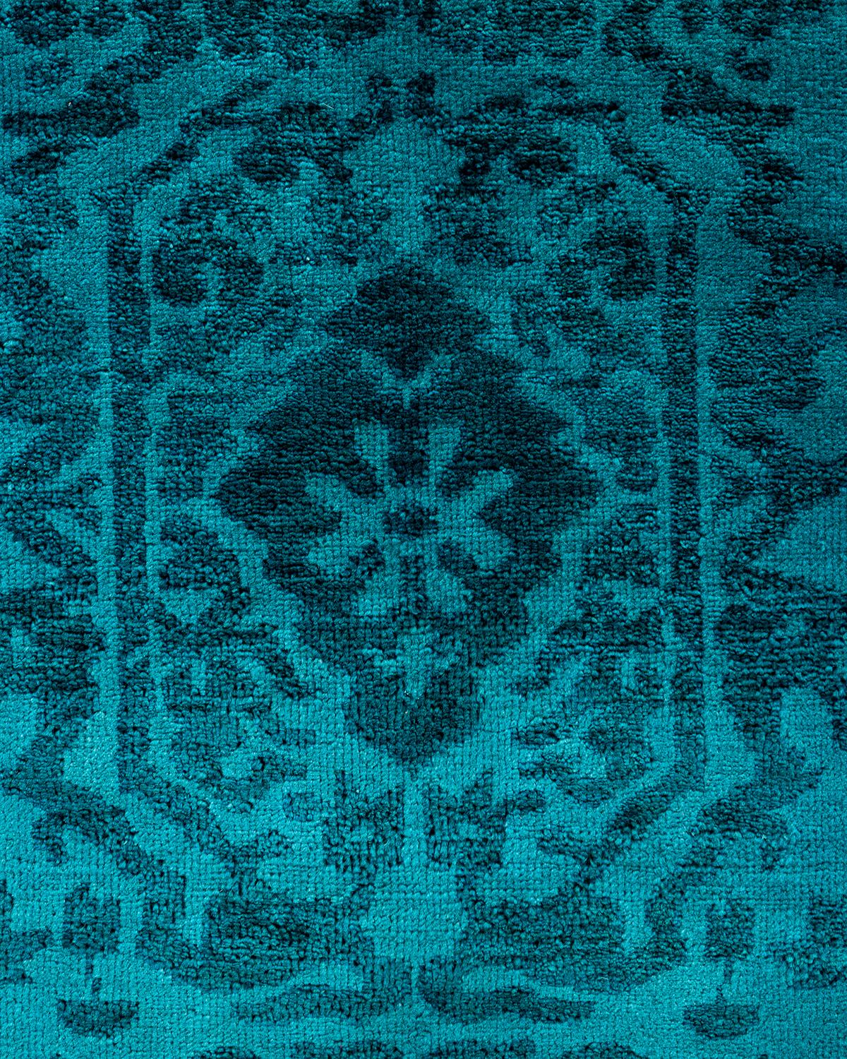 Pakistano Tappeto Vibrance Contemporaneo in lana annodata a mano di colore blu in vendita