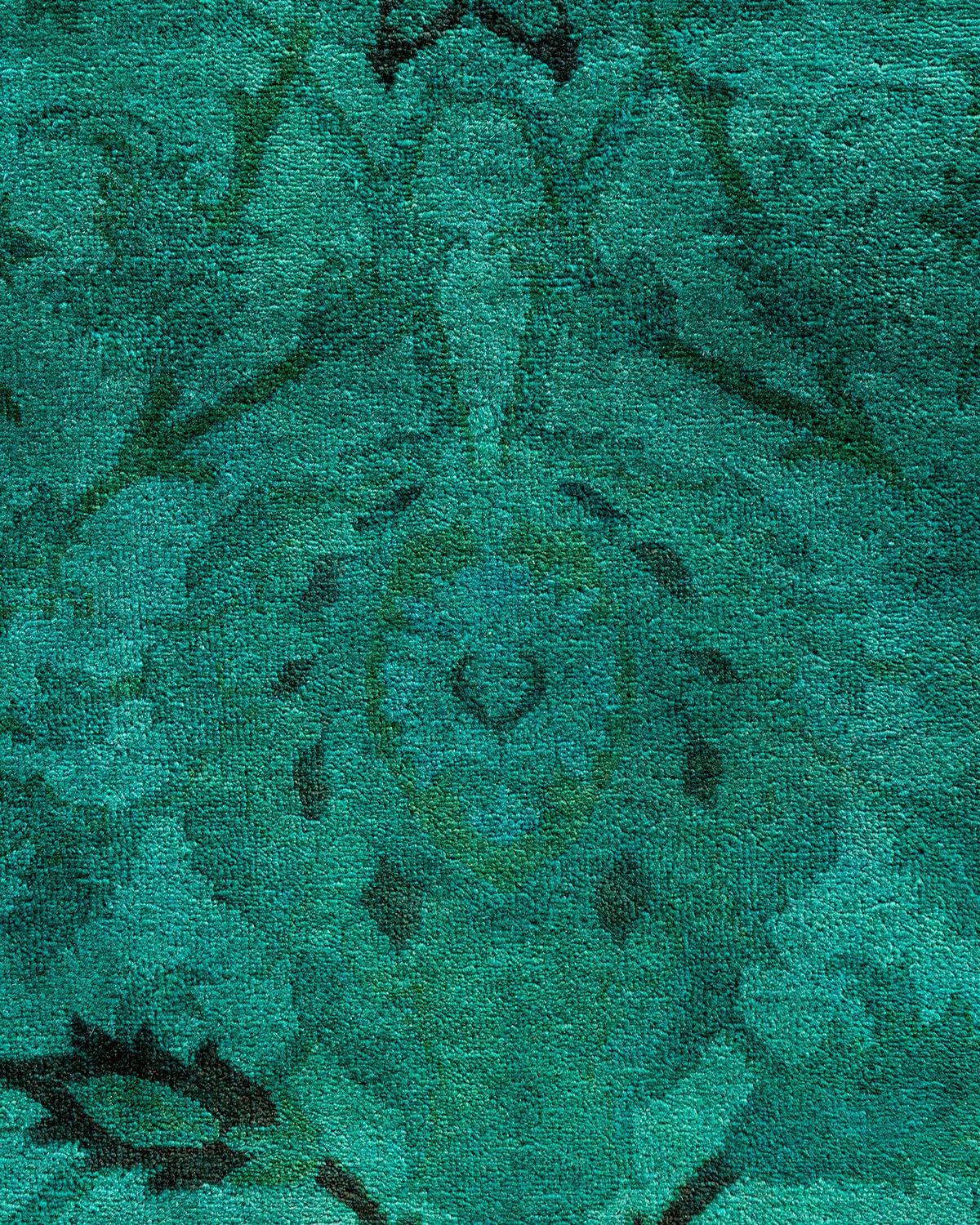 Pakistani Contemporary Vibrance Hand Knotted Wool Blue Area Rug For Sale