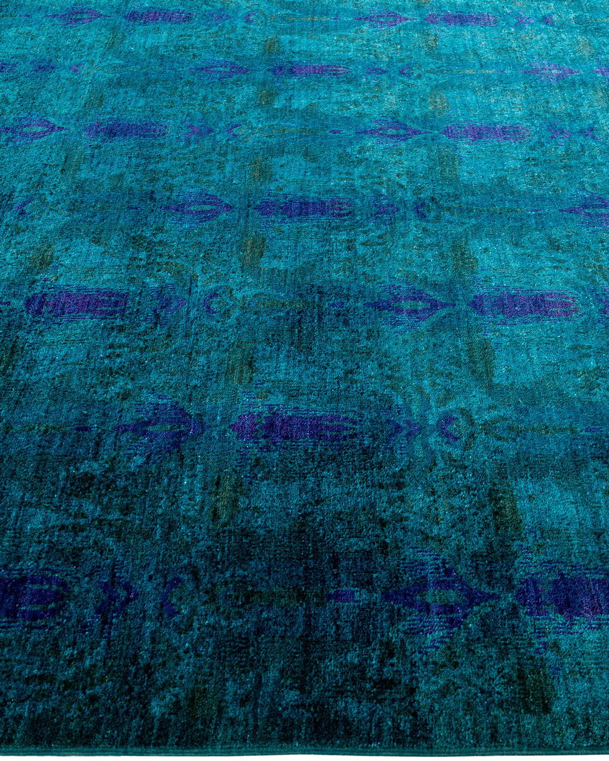 Tappeto Vibrance Contemporaneo in lana annodata a mano di colore blu In condizioni Nuovo in vendita a Norwalk, CT