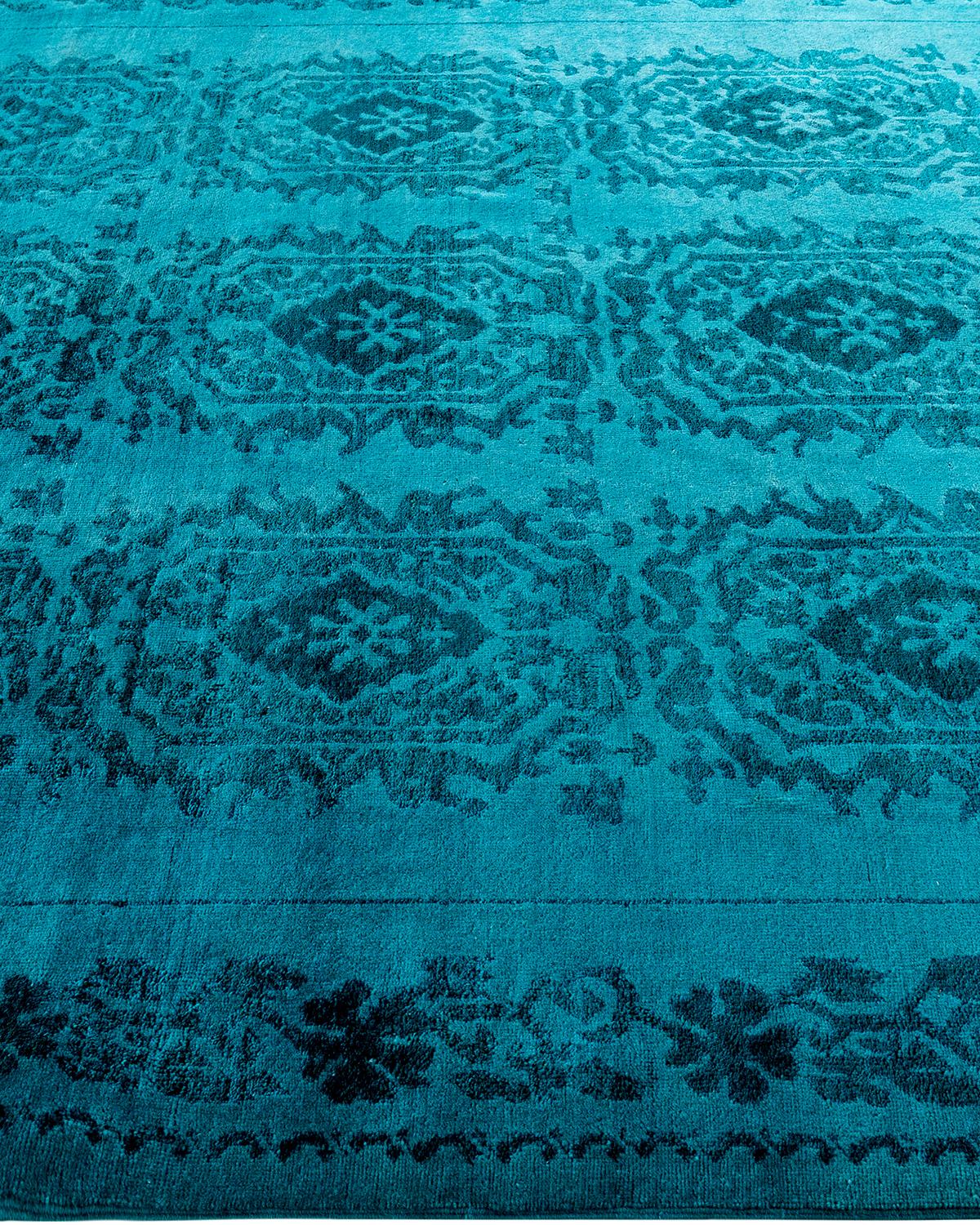Tappeto Vibrance Contemporaneo in lana annodata a mano di colore blu In condizioni Nuovo in vendita a Norwalk, CT