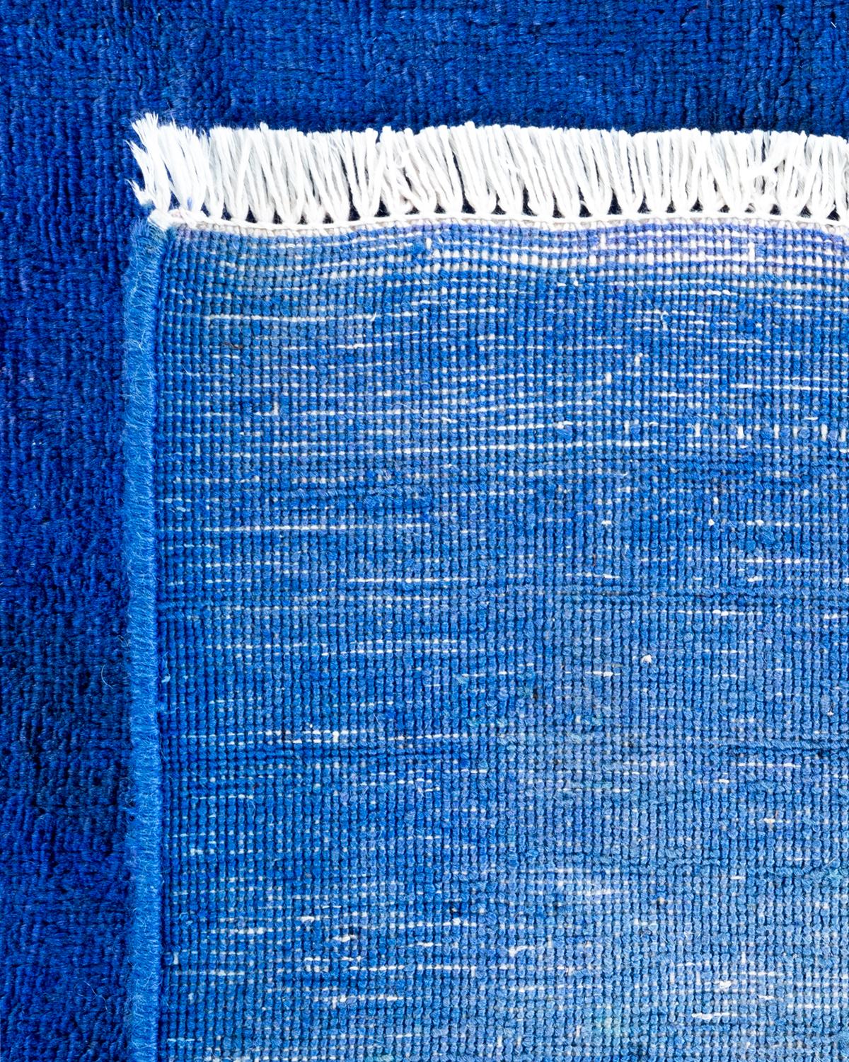 Contemporary Vibrance Hand Knotted Wool Blue Area Rug (21. Jahrhundert und zeitgenössisch) im Angebot