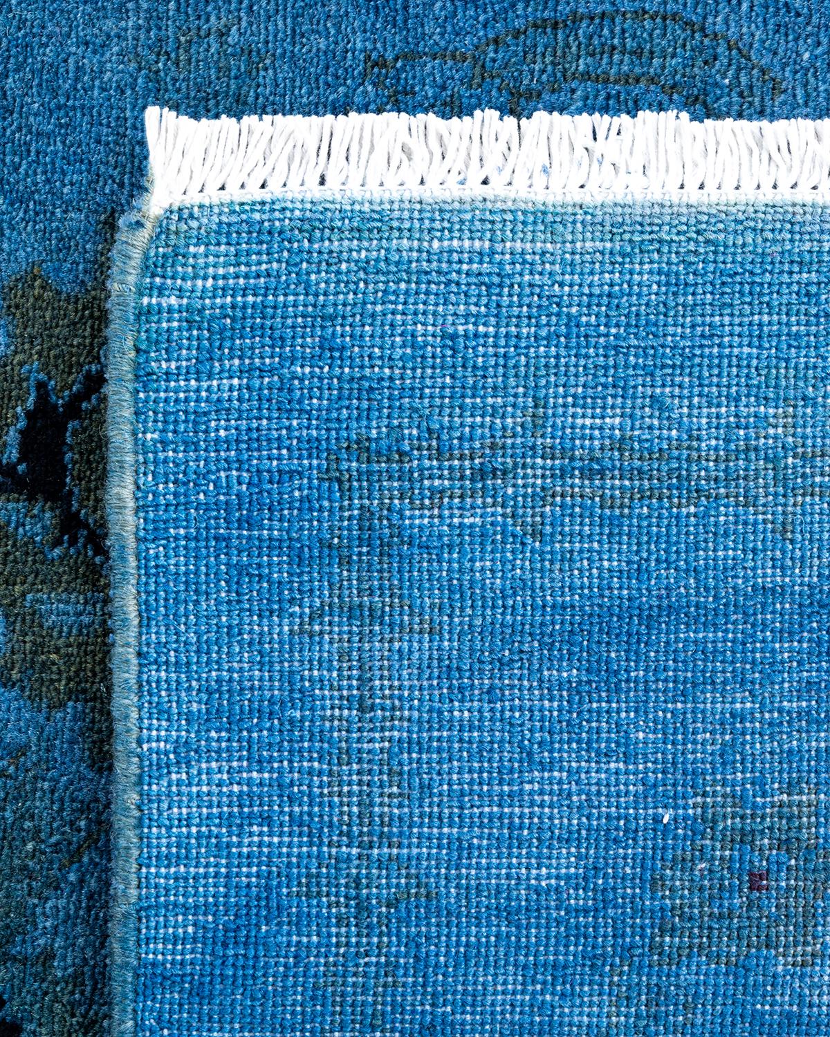 XXIe siècle et contemporain Tapis Contemporary Vibrance en laine nouée à la main Bleu en vente