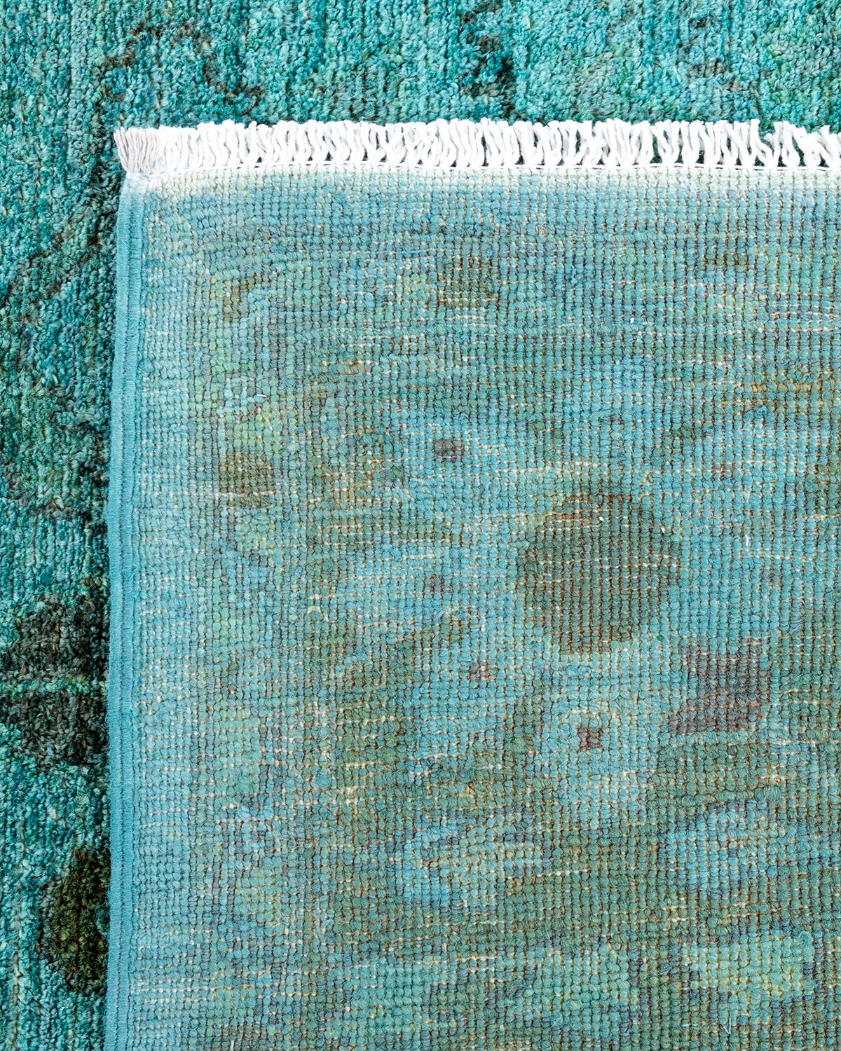 Contemporary Vibrance Hand Knotted Wool Blue Area Rug (21. Jahrhundert und zeitgenössisch) im Angebot