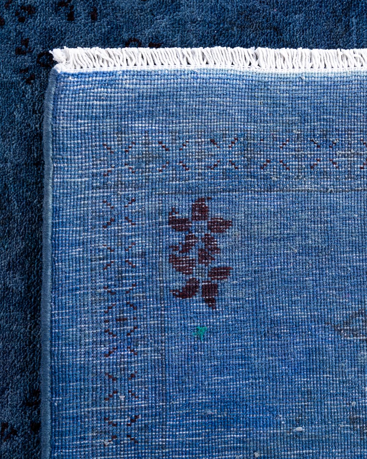 Contemporary Vibrance Hand Knotted Wool Blue Area Rug (21. Jahrhundert und zeitgenössisch) im Angebot