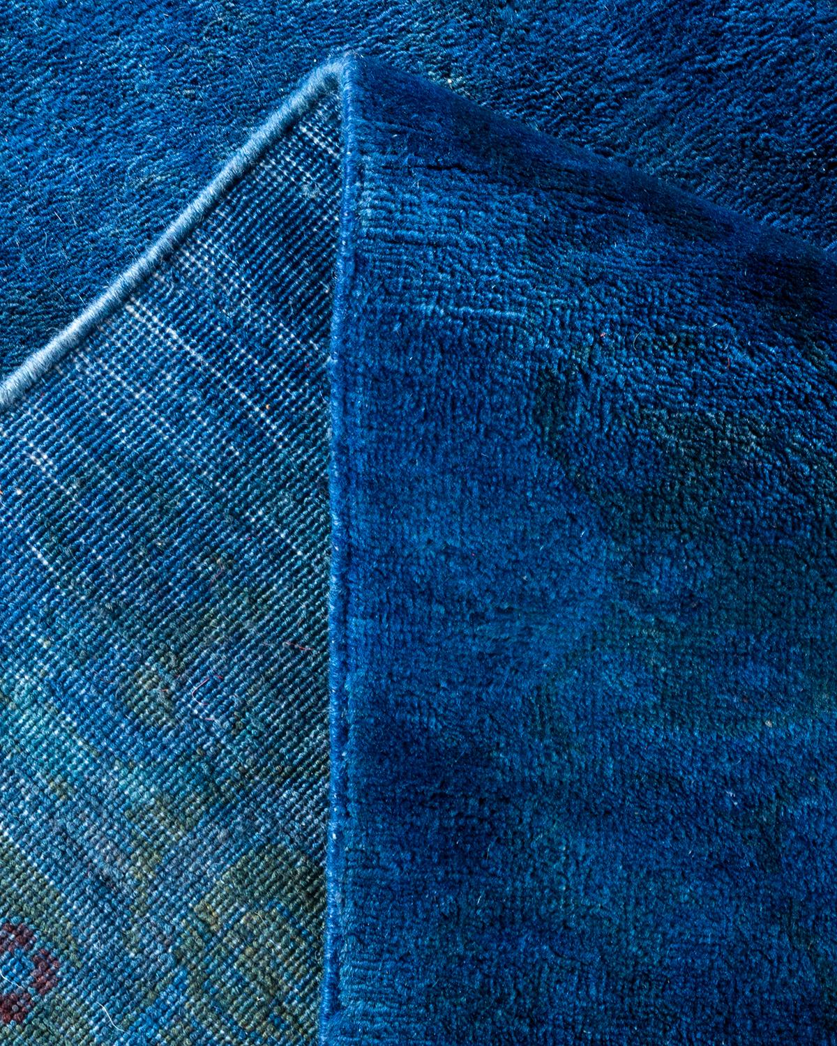Lana Tappeto Vibrance Contemporaneo in lana annodata a mano di colore blu in vendita