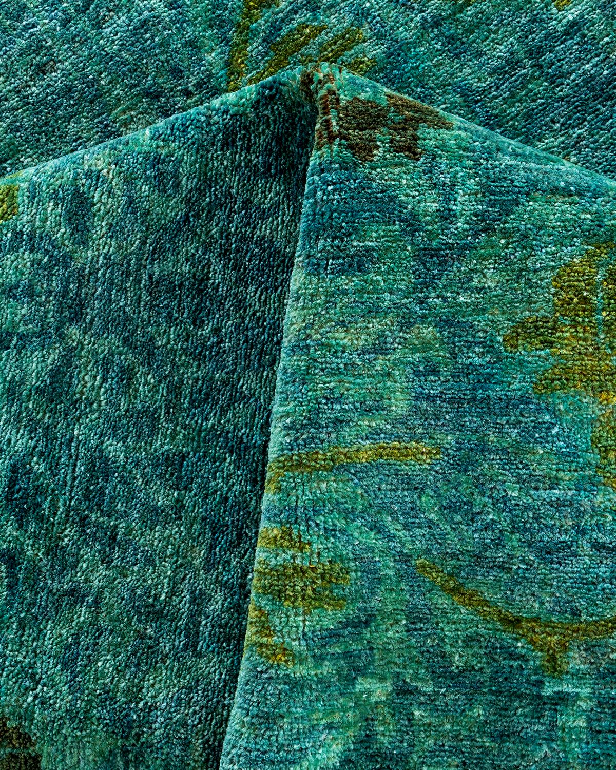 Alfombra contemporánea de lana anudada a mano Vibrance Azul en venta 1
