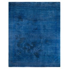 Contemporary Vibrance Hand Knotted Wool Blue Area Rug 