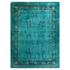 Contemporary Vibrance Hand Knotted Wool Blue Area Rug