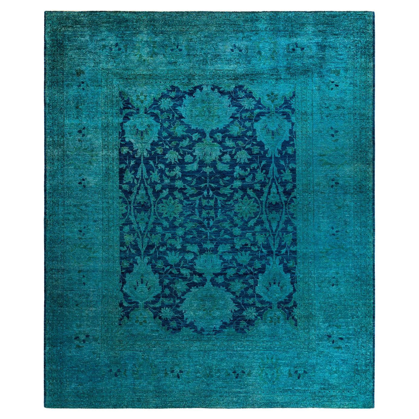 Tappeto Vibrance Contemporaneo in lana annodata a mano di colore blu
