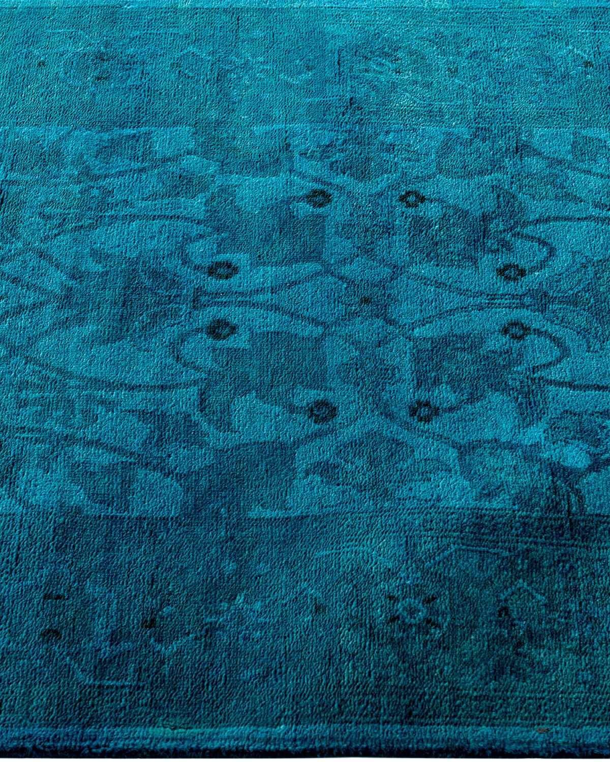 Vibrance Contemporary Alfombra de Lana Anudada a Mano Azul en Nuevo estado para la venta en Norwalk, CT