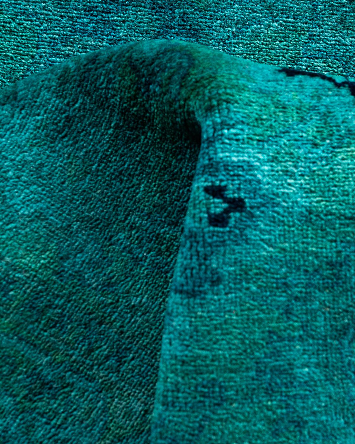 Contemporary Vibrance Handgeknüpfter Läufer aus blauer Wolle  im Angebot 2