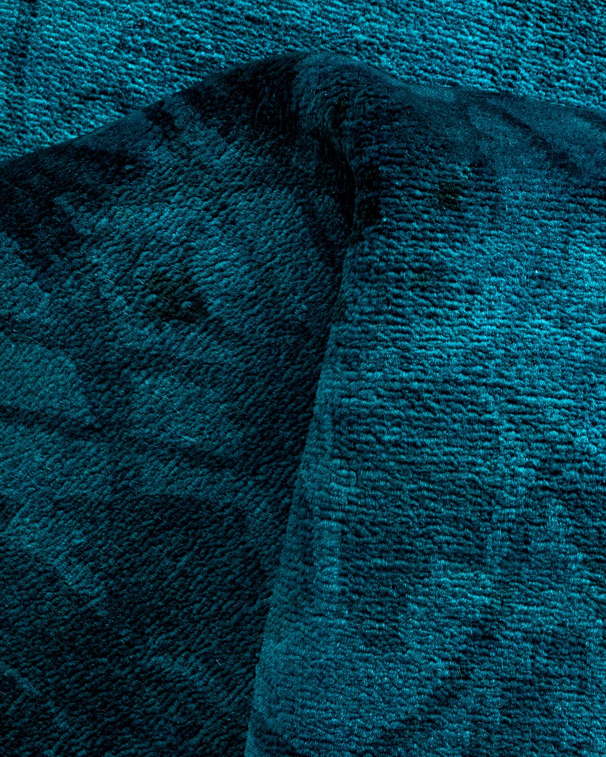 Vibrance Contemporary Alfombra de Lana Anudada a Mano Azul en venta 2