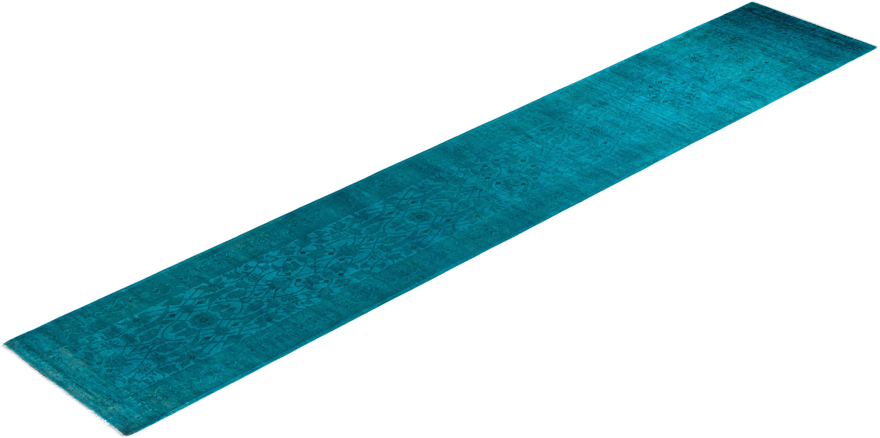 Vibrance Contemporary Alfombra de Lana Anudada a Mano Azul en venta 3
