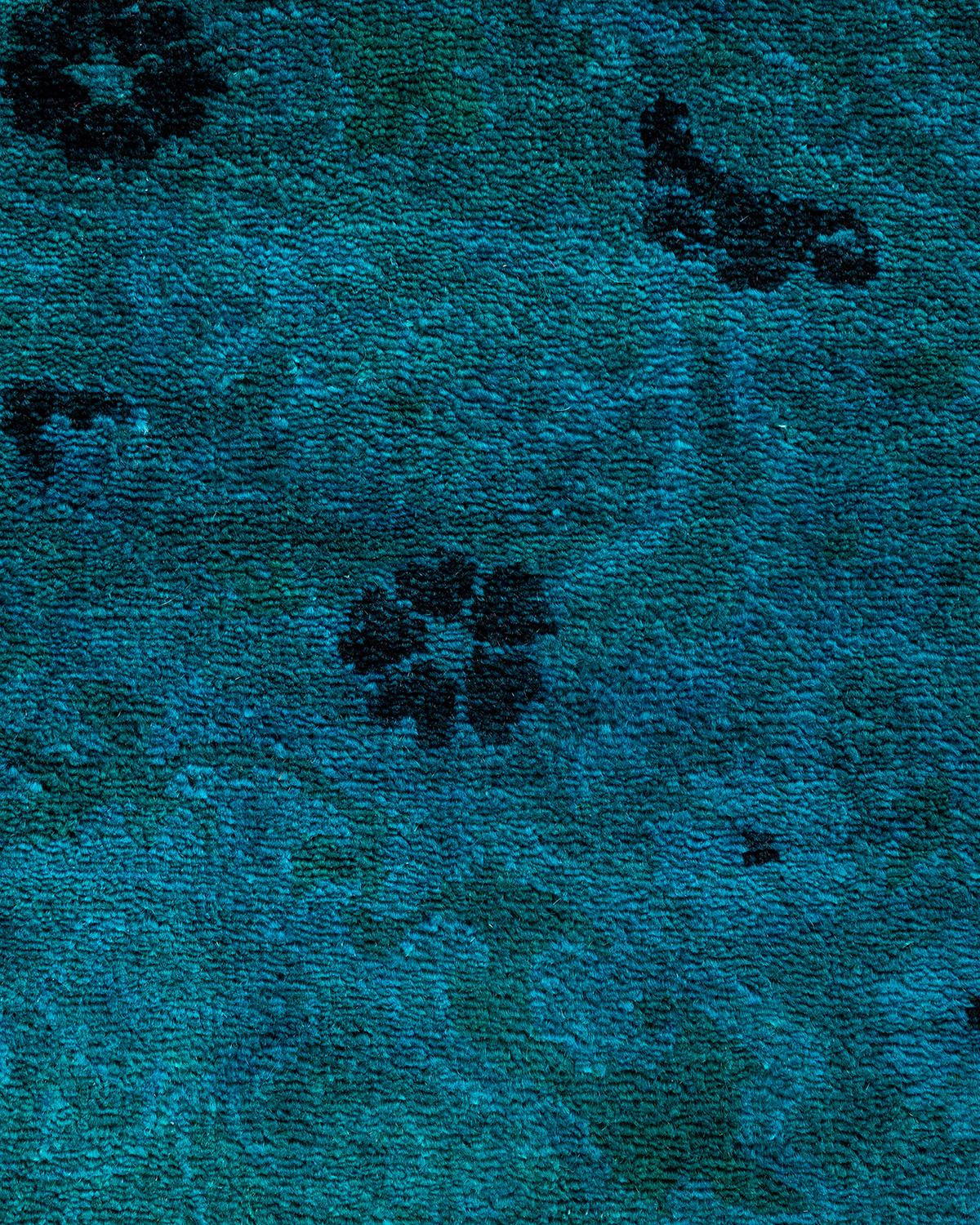 Pakistano Contemporary Vibrance Tappeto quadrato in lana annodato a mano di colore blu in vendita