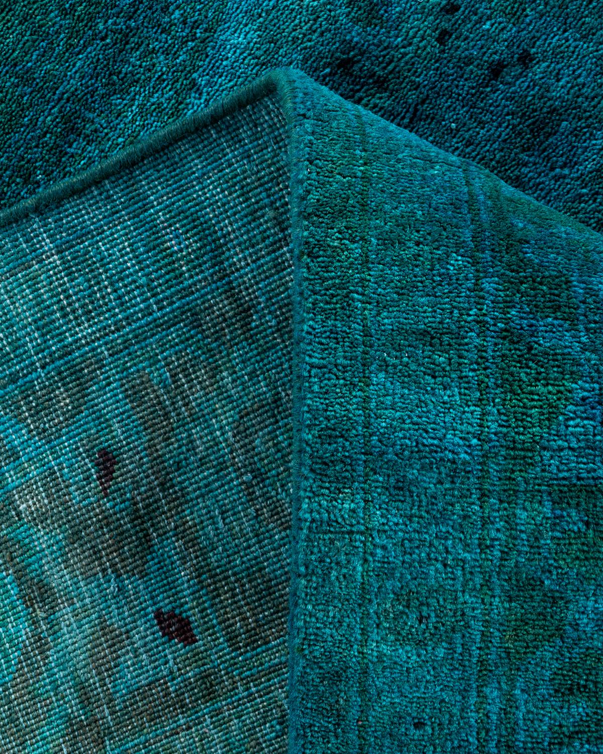 Lana Contemporary Vibrance Tappeto quadrato in lana annodato a mano di colore blu in vendita