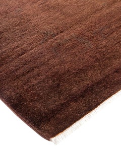 Contemporary Vibrance Hand Knotted Wool Brown Area Rug