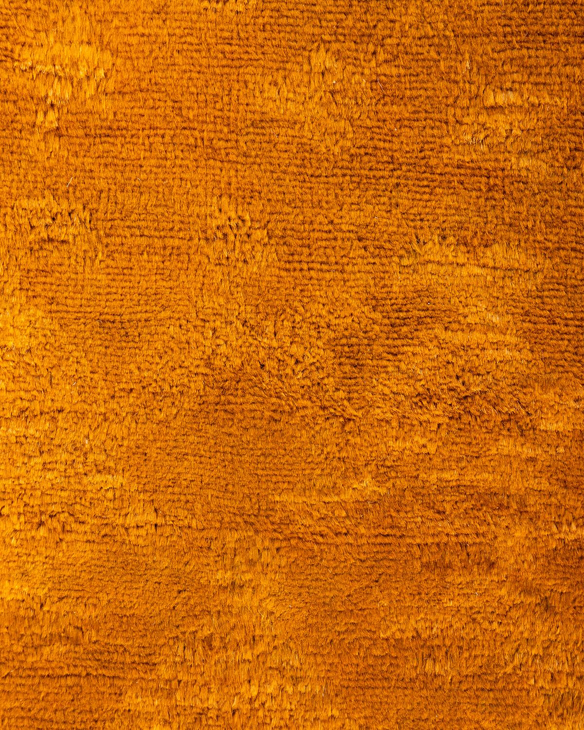 Pakistani Contemporary Vibrance Hand Knotted Wool Gold Area Rug For Sale
