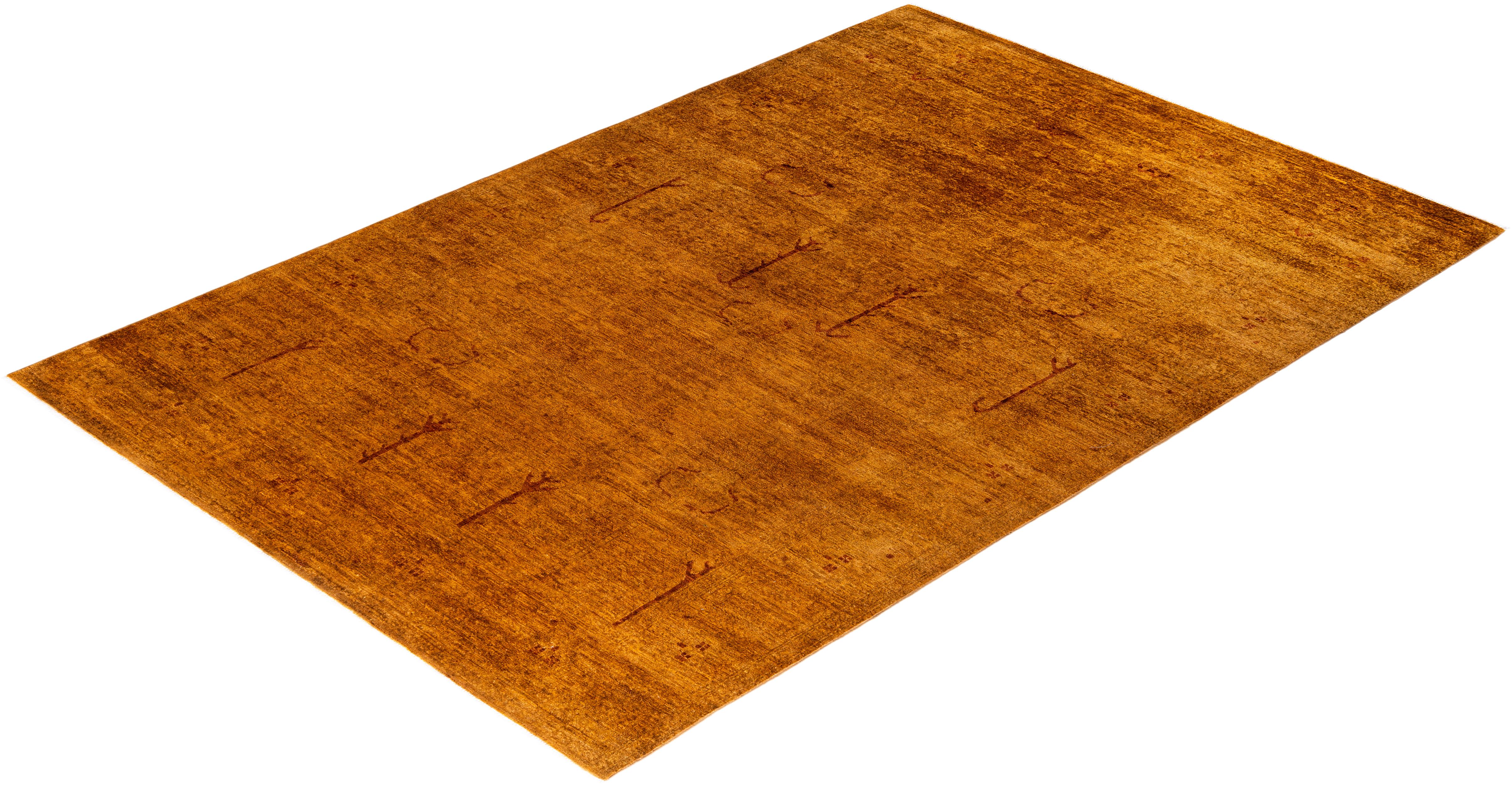 Tapis Contemporary Vibrance en laine nouée à la main or en vente 2