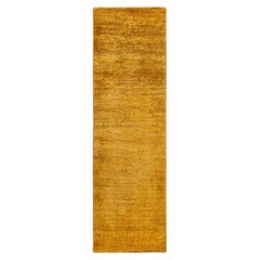 Contemporary Vibrance Hand Knotted Wool Gold Runner