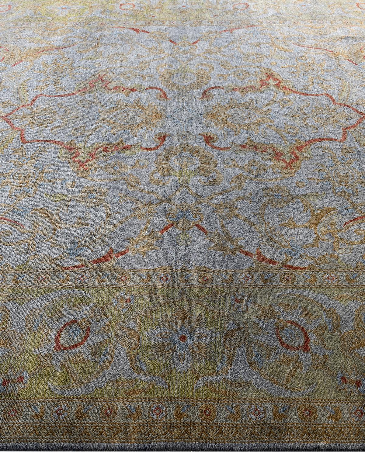 Contemporary Vibrance Hand Knotted Wool Gray Area Rug In New Condition For Sale In Norwalk, CT