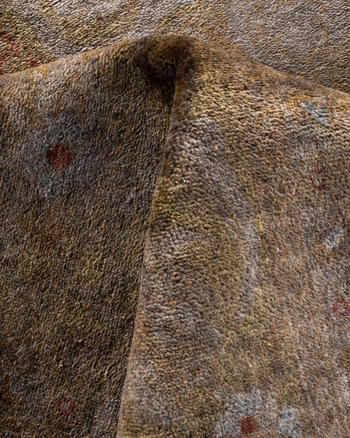 Tapis Contemporary Vibrance en laine nouée à la main gris en vente 1