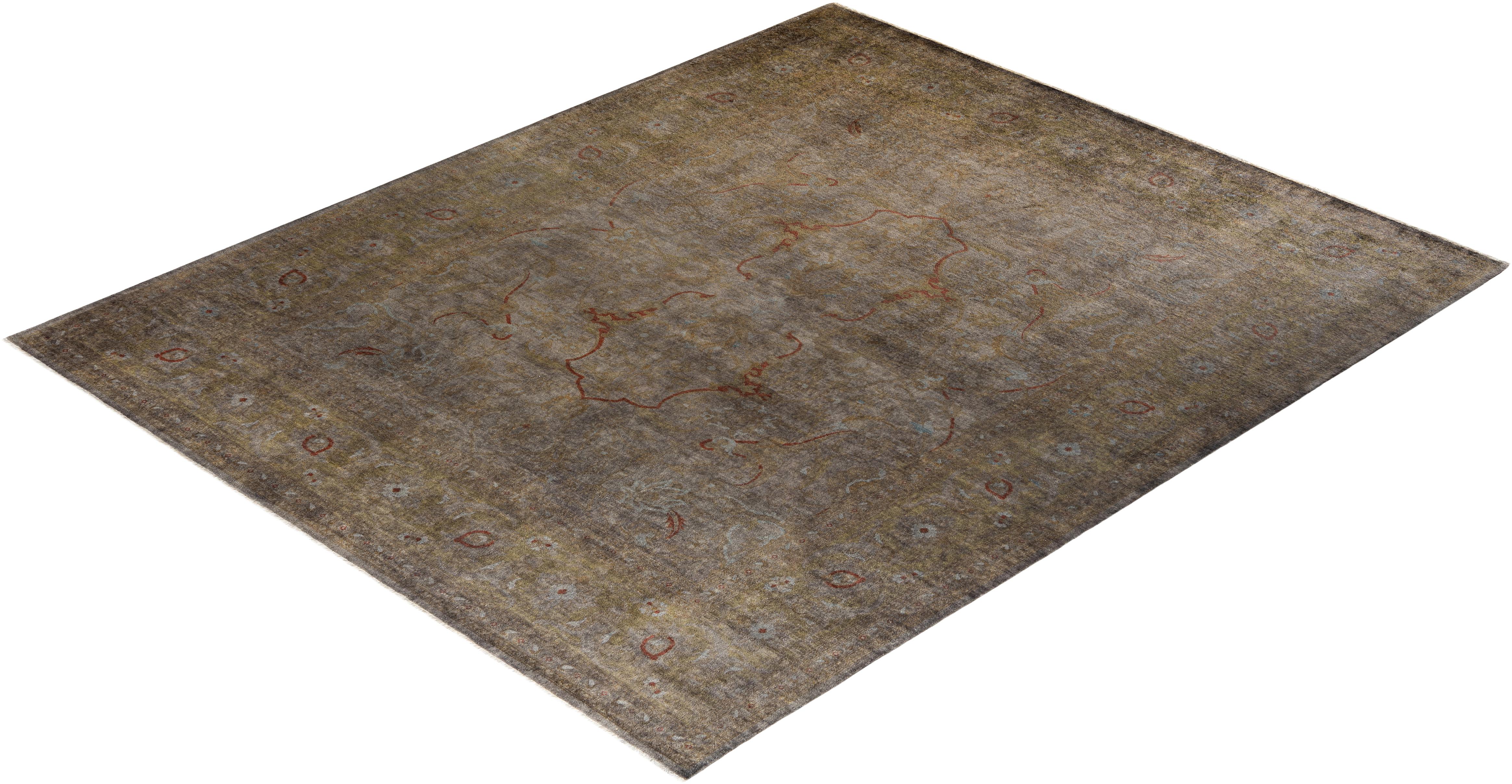 Tapis Contemporary Vibrance en laine nouée à la main gris en vente 2