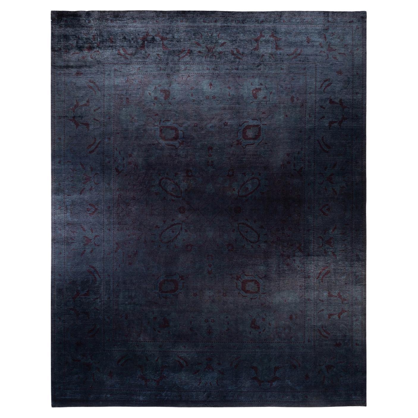 Contemporary Vibrance Hand Knotted Wool Gray Area Rug For Sale