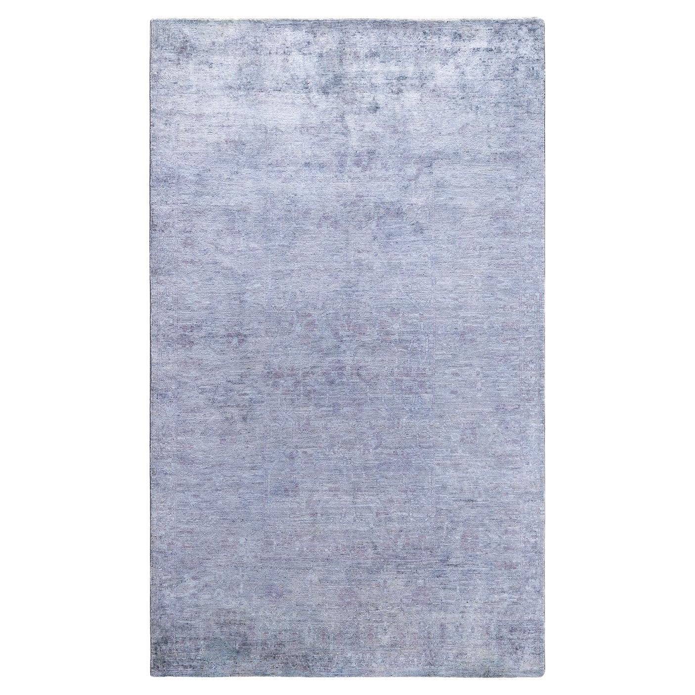Contemporary Vibrance Hand Knotted Wool Gray Area Rug For Sale